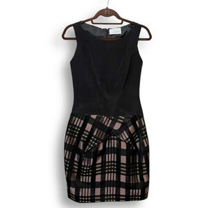 Vintage Carol Peretz Black Purple Drop Waist Formal Satin Cocktail Dress Sz 6